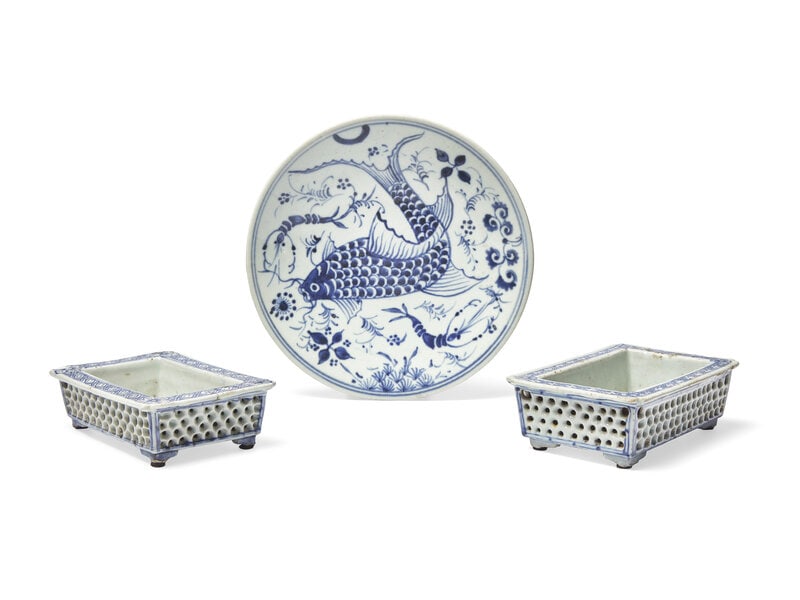 Three Chinese Blue and White Porcelain Wares (1 of 2)