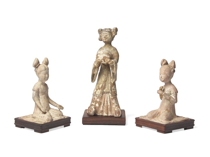 A Pair of Chinese Pottery Musicians and a Court Lady  (1 of 2)
