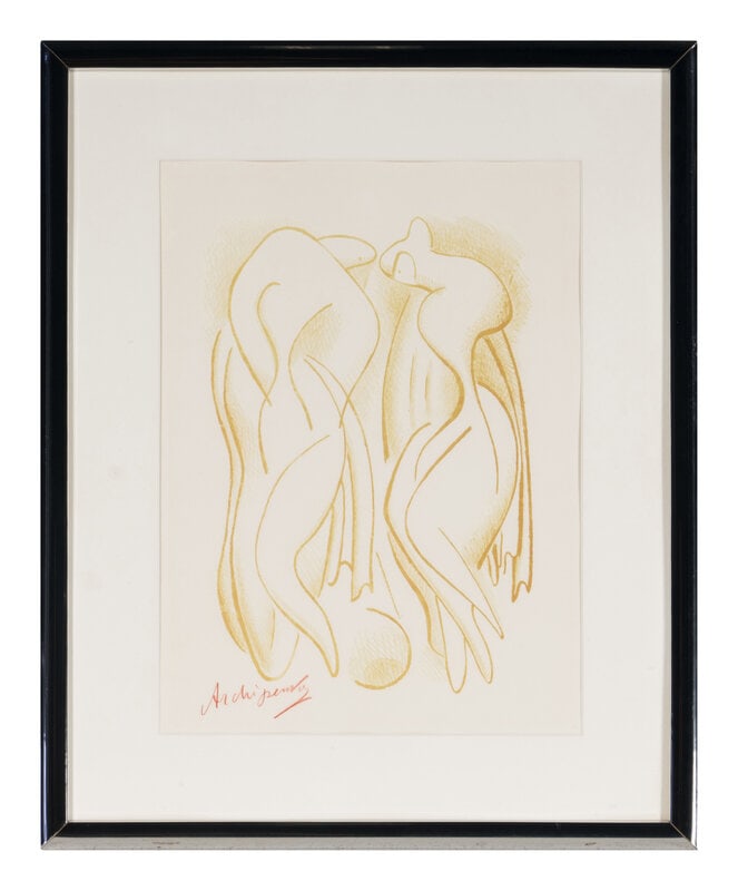 Alexander Archipenko (American/Ukrainian, 1887–1964) Bathers, 1950: Alexander Archipenko (American/Ukrainian, 1887–1964) Bathers, 1950 lithograph signed in crayon 14 1/4 x 10 1/2 inches. This lot is located in Chicago. Property from the Estate of
