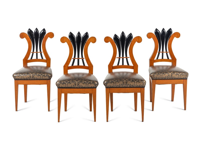 Four Biedermeier Part Ebonized Side Chairs (1 of 4)