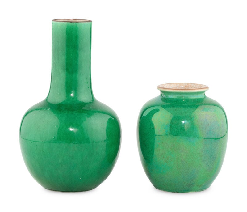 Two Chinese Green Glazed Porcelain Vessels (1 of 1)