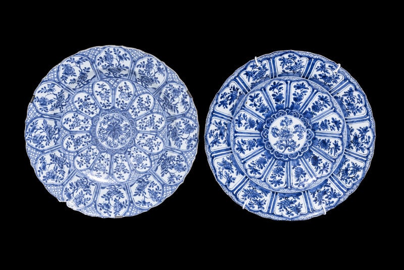 Two Chinese Export Blue and White Porcelain Chargers (1 of 3)
