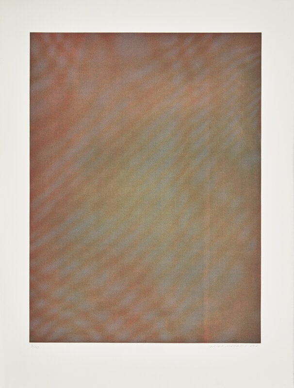 Tauba Auerbach (American, b. 1981) Mesh Moire I, 2012: Tauba Auerbach (American, b. 1981) Mesh Moire I, 2012 color softground etching on Somerset paper signed, dated, and numbered 3/40 in pencil (there were also 10 artist's proofs) image: 32 x 23 1/2 i