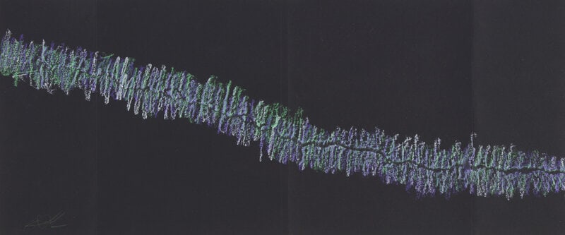 Sam Falls (American, b. 1984) Untitled: Sam Falls (American, b. 1984) Untitled pastel on black paper signed S Falls bottom left 11 3/4 x 28 in. Size 11 3/4 x 28 in. Signature signed