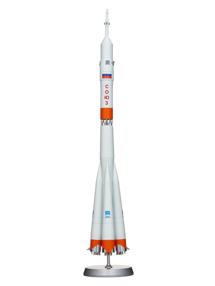 [SPACE TRAVEL]. Russian Soyuz rocket model, made by Samara. Ca 1960s. (1 of 7)