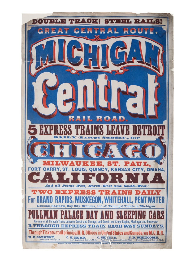 [TRANSPORTATION - RAILROAD]. Great Central Route. Michigan Central Railroad. Buffalo, NY: Matthews & (1 of 1)