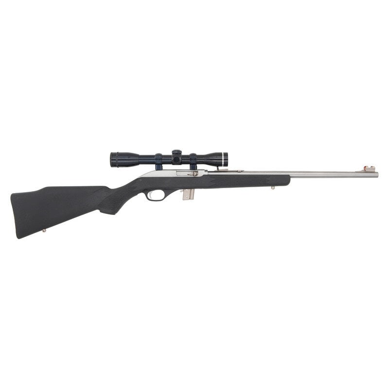 *Marlin Model 995SS .22 Rifle with Charles Daly Scope: *Marlin Model 995SS .22 Rifle with Charles Daly Scope .22 LR. 18" barrel length SN: 05191842. Brushed stainless steel finish with brushed aluminum receiver set in black synthetic semi-pistol grip stoc