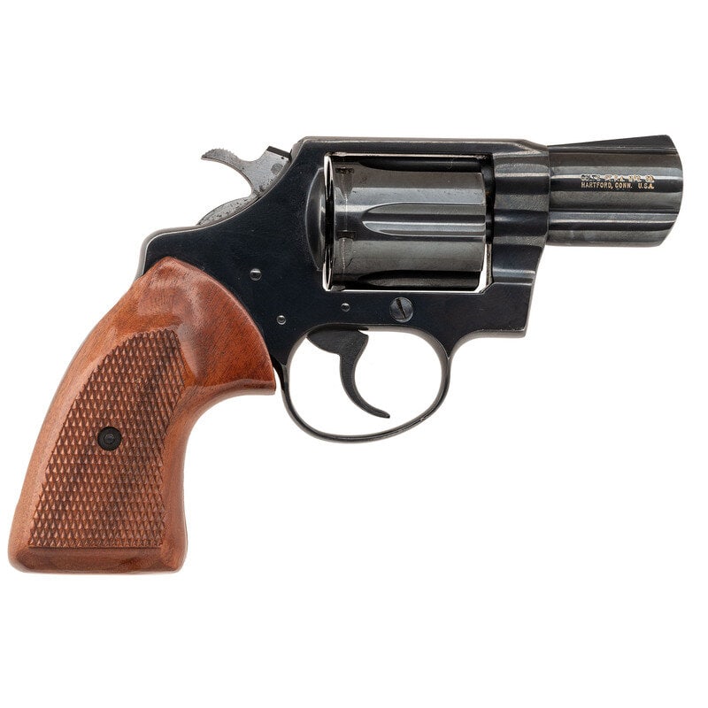 *Colt Detective Special Third Issue: *Colt Detective Special Third Issue .38 Special. 2" barrel length. SN: 57527R. Blued metal finish with polished hammer flanks mounting checkered walnut grips. Double action six shot hand ejector revol