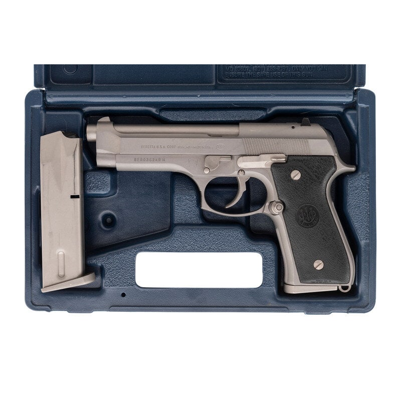 *Beretta Model 96D Ohio State Highway Patrol Marked in Box with Accessories: *Beretta Model 96D Ohio State Highway Patrol Marked in Box with Accessories .40 S&W. 4.9" barrel length. SN: BER036249M. Gray NP3 style finish to metal parts with black synthetic Beretta logo grip