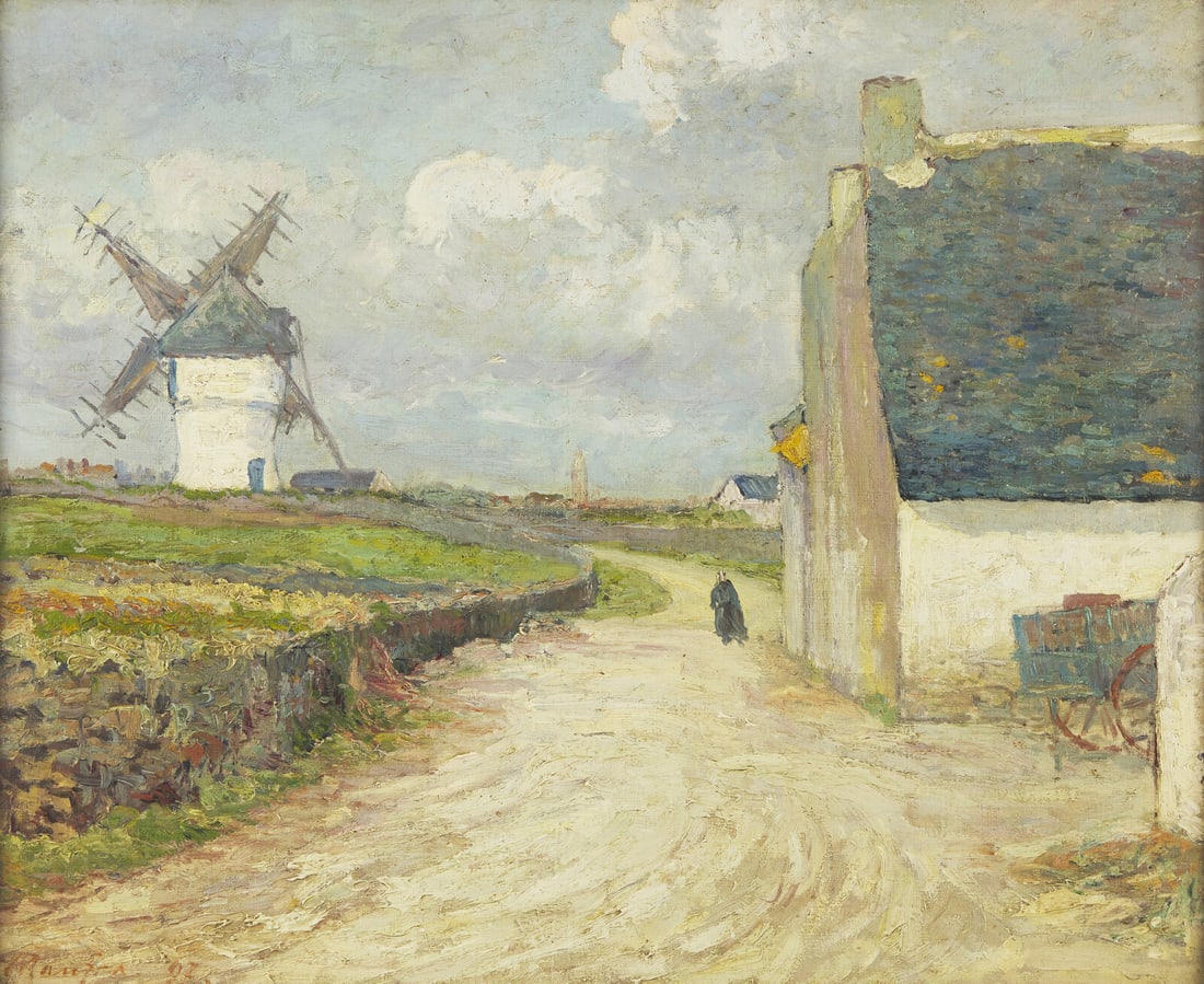 Maxime Maufra (French, 1861-1918) Le Chemin du Moulin, Batz, 1897: Maxime Maufra (French, 1861-1918) Le Chemin du Moulin, Batz, 1897 Oil on canvas Signed Maufra and dated (lower left) 33 1/2 x 38 1/2 in. (85.1 x 97.8cm) This lot is located in Philadelphia. Private Co