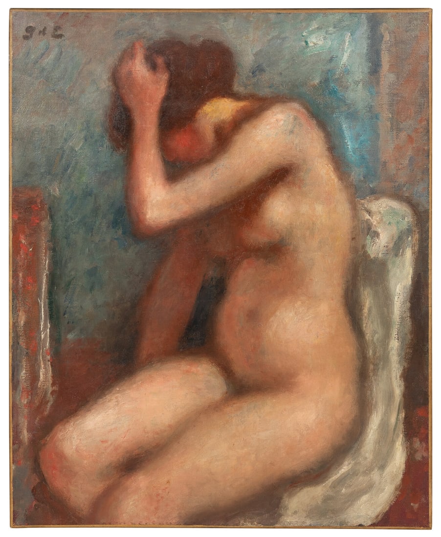 Georges d'Espagnat (French, 1870-1950) Nu Assis: Georges d'Espagnat (French, 1870-1950) Nu Assis Oil on canvas Signed with the artist's initial GdE (upper left) 32 x 25 3/4 inches. (81.3 x 65.4cm) This lot is located in Chicago. Private Collection,