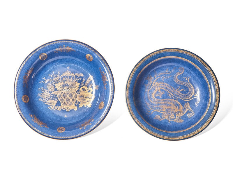 Two Wedgwood Parcel Gilt Powder Blue Lustreware Porcelain Bowls (1 of 2)