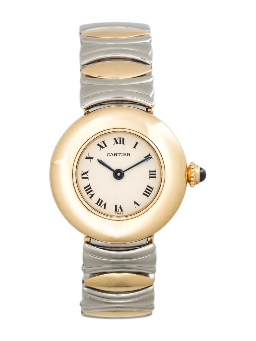 CARTIER, REF. 8057908C STAINLESS STEEL AND 18K YELLOW GOLD 'BAIGNOIRE' WATCH (1 of 3)