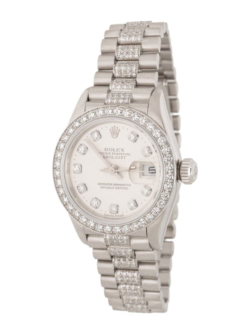 ROLEX, REF. 79136 PLATINUM AND DIAMOND 'OYSTER PERPETUAL LADY DATEJUST' WATCH WITH DIAMOND PRESIDENT (1 of 3)