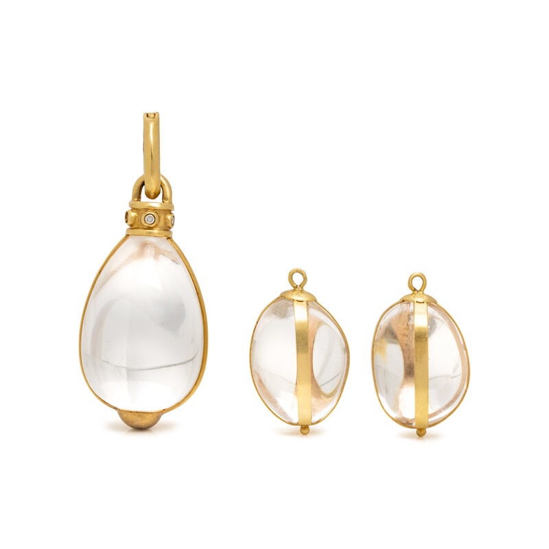 MAZ, COLLECTION OF ROCK CRYSTAL,  GLASS, DIAMOND, AND GOLD PENDANTS (1 of 2)