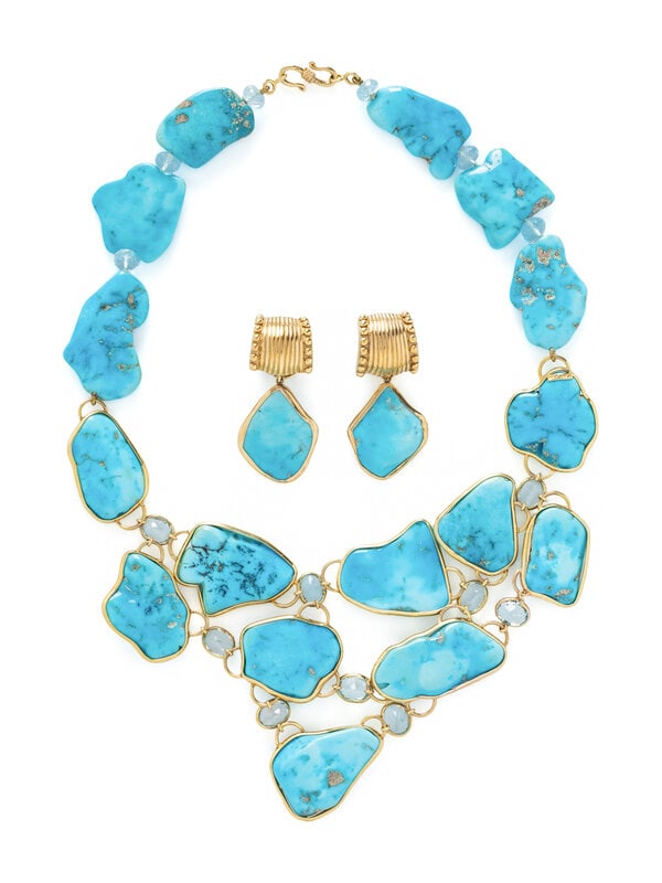 MAZ, COLLECTION OF YELLOW GOLD AND TURQUOISE JEWELRY (1 of 4)