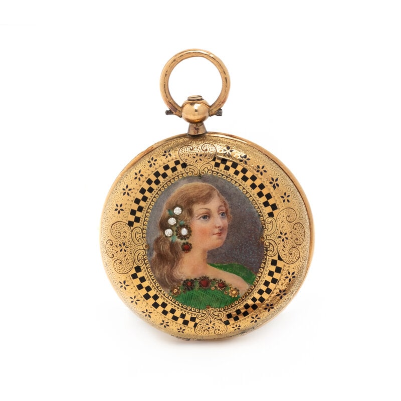 LE ROY À PARIS, YELLOW GOLD AND ENAMEL POCKET WATCH (1 of 4)