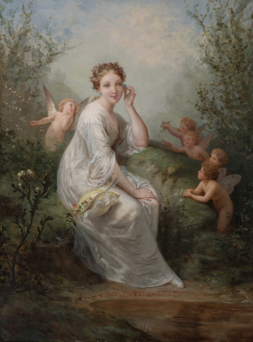 Henri Pierre Picou (French, 1824-1895) Young Woman Surrounded by Putti, 1889 (1 of 3)