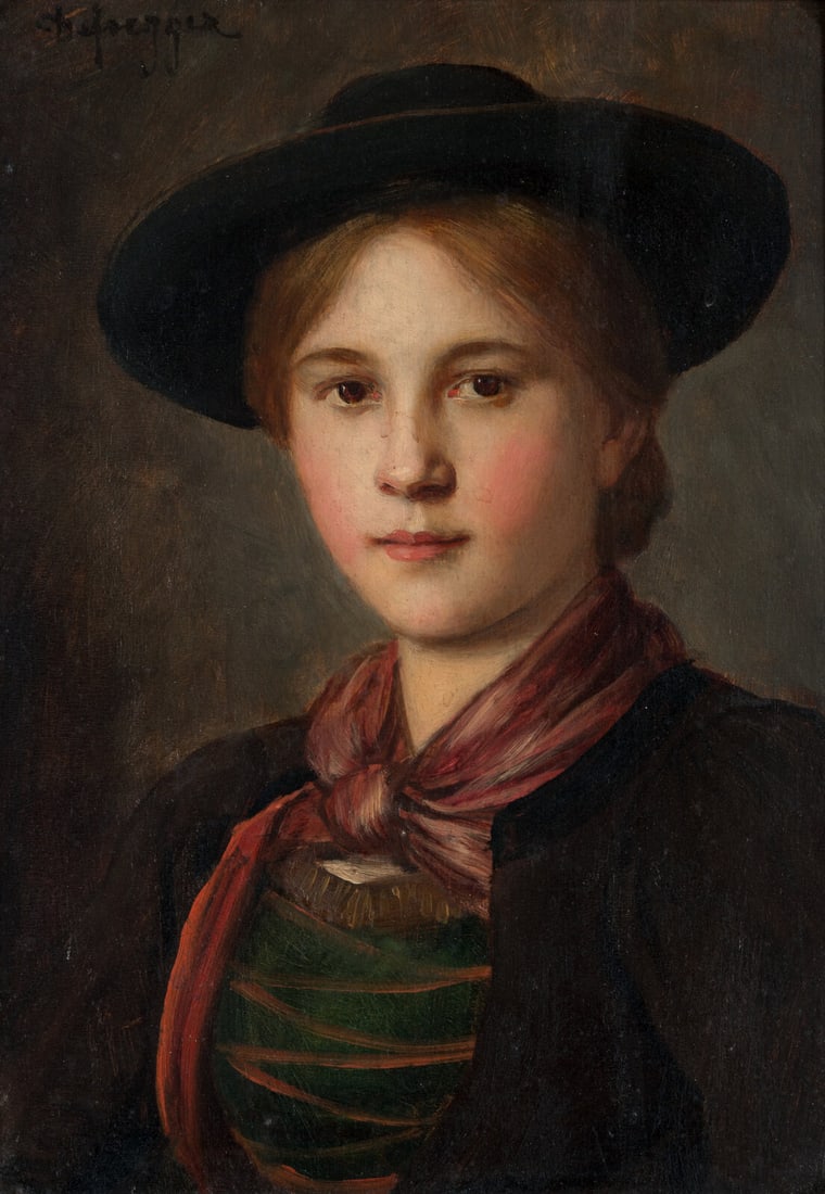 Franz von Defregger (Austrian, 1835-1921) Portrait of a Young Woman (1 of 2)