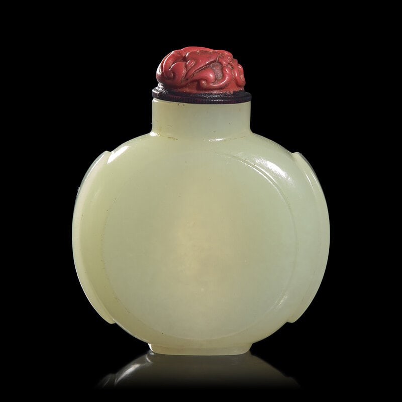 A Chinese White Jade Snuff Bottle, Qianlong Mark (1 of 3)