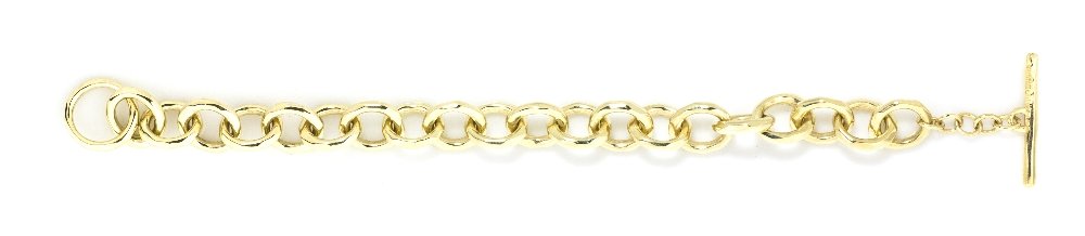An 18 Karat Yellow Gold Link Bracelet, Ippolita, 1: An 18 Karat Yellow Gold Link Bracelet, Ippolita, in a hollowform faceted cable link design, with a toggle closure. Stamp: IPPOLITA 18K. 11.95 dwts.
