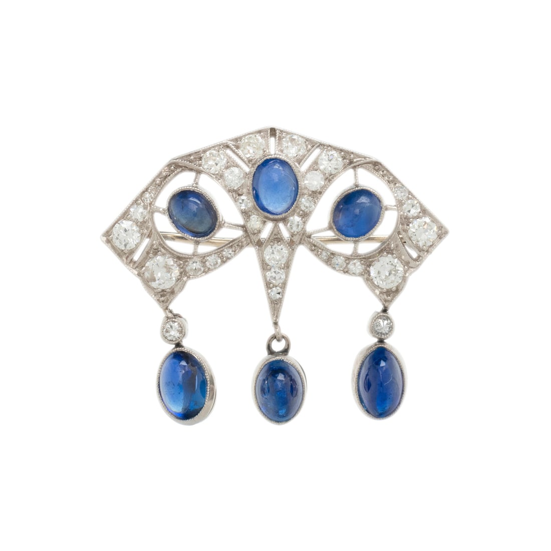 SAPPHIRE AND DIAMOND BROOCH (1 of 2)