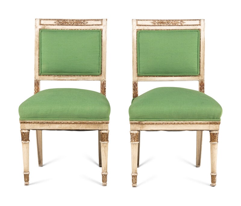 A Pair of Directoire Style White-Painted and Parcel Gilt Side Chairs (1 of 13)