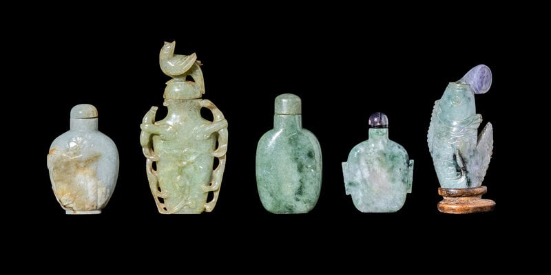 Five Chinese Jadeite Snuff Bottles (1 of 2)