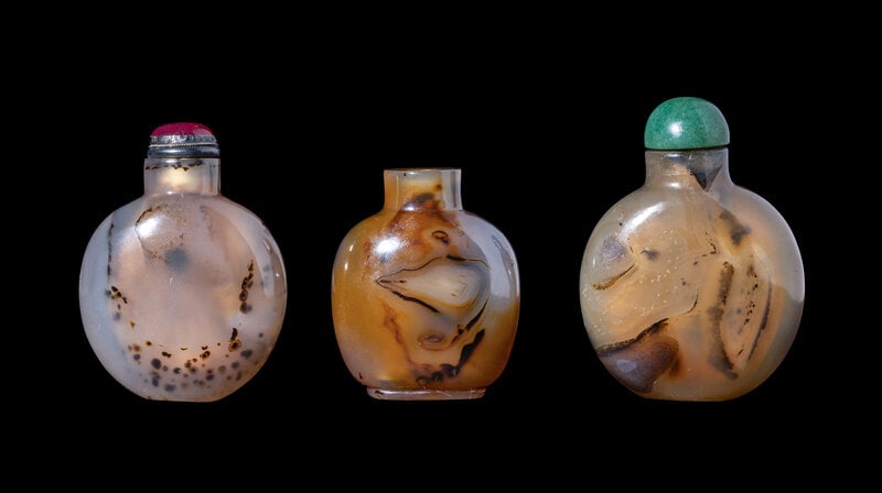 Three Chinese Shadow Agate Snuff Bottles (1 of 2)