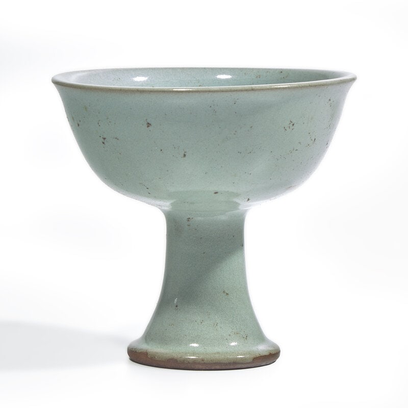 A Chinese Junyao style Purple-Splashed Blue Glazed Stem Cup (1 of 2)
