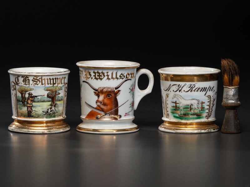 Three Porcelain Occupational Shaving Mugs (1 of 4)