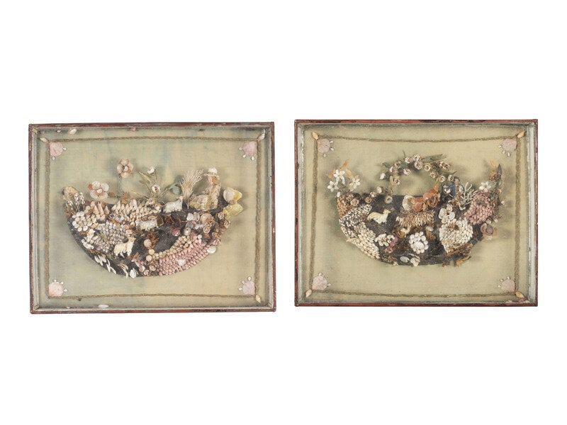 Two Victorian Shellwork Pastoral Pictures (1 of 5)