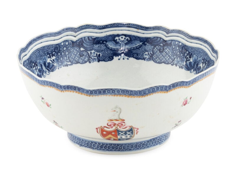 A Chinese Export Porcelain Armorial Punch Bowl  (1 of 2)