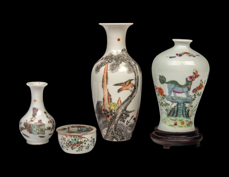 Four Chinese Famille Rose Porcelain Wares (1 of 4)
