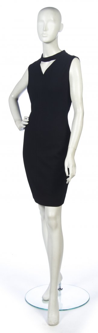 A Pierre Balmain Black Wool Crepe Dress,: A Pierre Balmain Black Wool Crepe Dress, 1960s, sleeveless, modified 'V' neck. Labeled: Les Tricots Pierre Balmain. Property from a New York City Collection