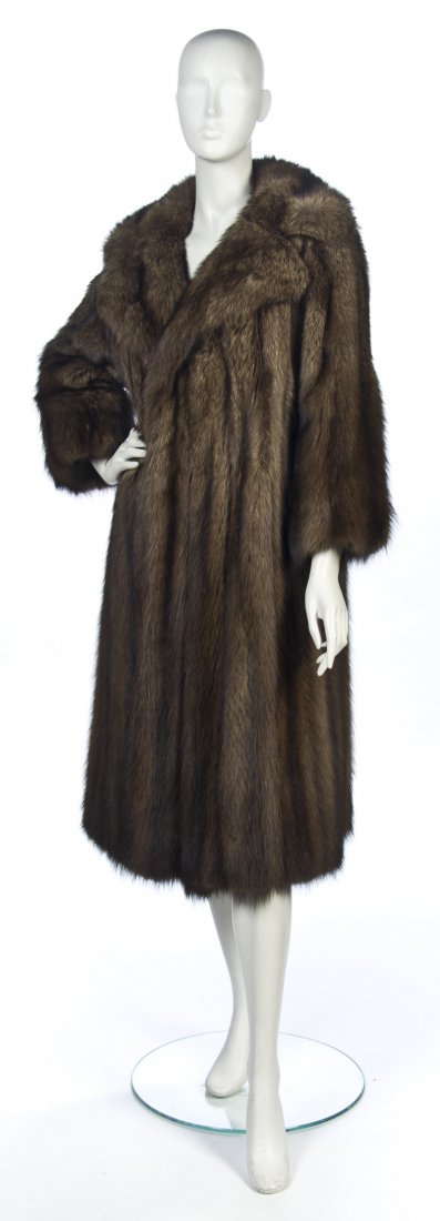 A Brown Fisher Fur Coat.: A Brown Fisher Fur Coat. Unlabeled. Property from a Distinguished Private Collector