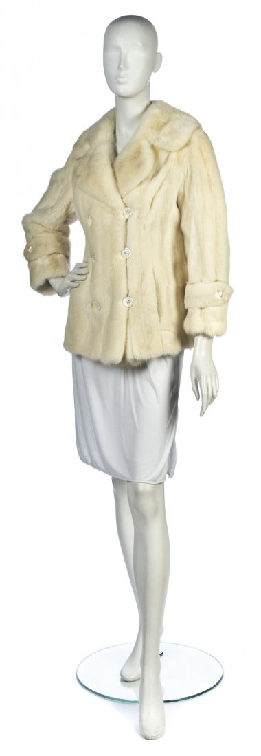 A Cream Mink Fur Coat.: A Cream Mink Fur Coat. Labeled: Weinig Furs. Property from a Distinguished Private Collector