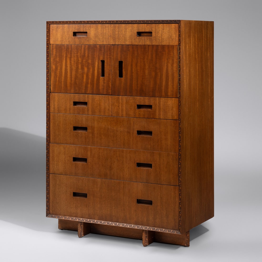 Frank Lloyd Wright (American, 1867-1959) Taliesin high chest, c. 1955 Heritage Henredon, USA (1 of 3)