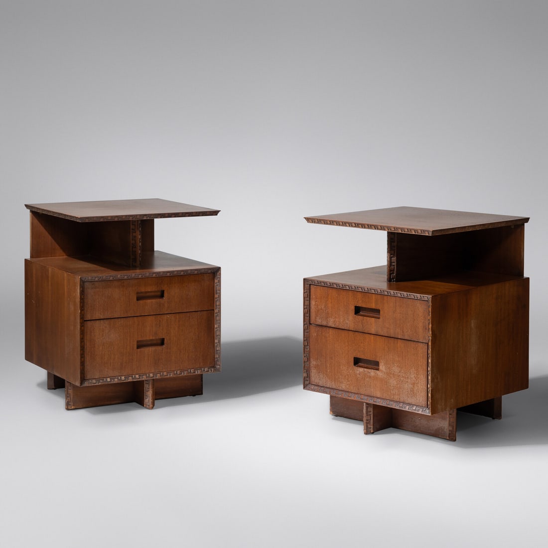 Frank Lloyd Wright (American, 1867-1959) Taliesin nightstands, pair, c. 1955 Heritage Henredon, USA (1 of 2)