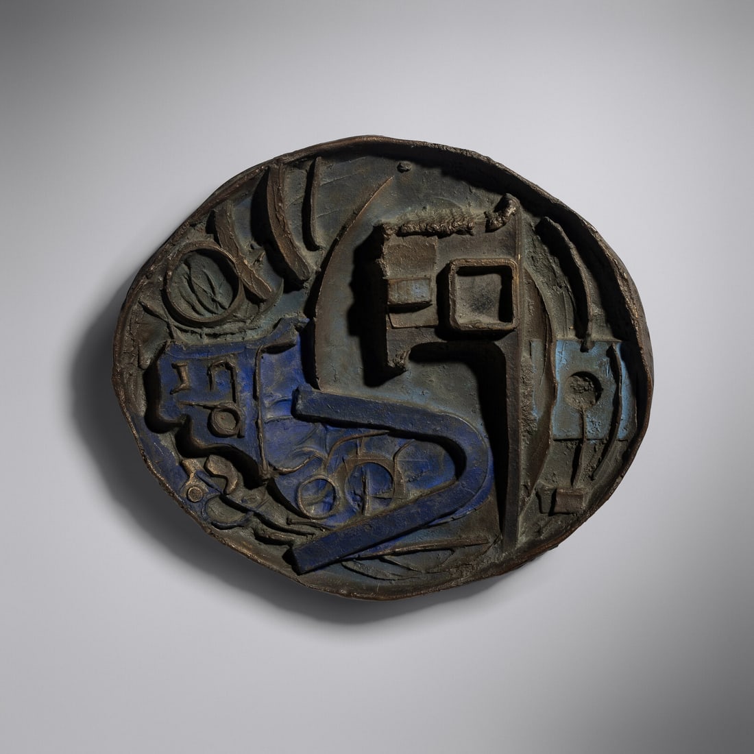 Abbott Pattison (American, 1916-1999) Abstract wall plaque, c. 1965 USA: Abbott Pattison (American, 1916-1999) Abstract wall plaque, c. 1965 USA cast polychrome bronze 15½ × 13 in (40 × 33 cm) This lot is located in Chicago. Property from the Alan and Esther