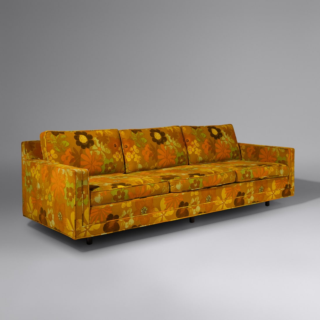 Harvey Probber (American, 1922-2003) Tuxedo sofa in Jack Lenor Larsen velvet (1 of 3)