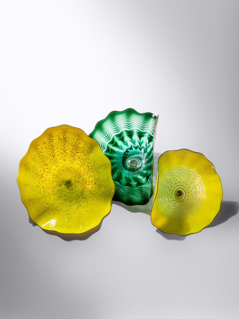 Dale Chihuly (American, b. 1941) Emerald Green and Yellow Persian Wall Installation, 1995 (1 of 6)