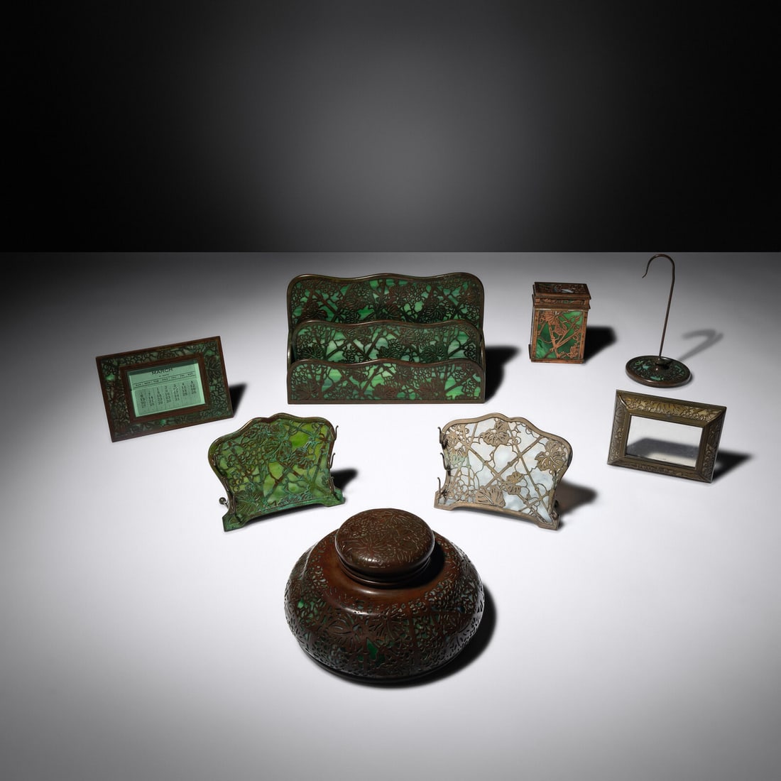 Tiffany Studios c. 1906 Grapevine desk accessories Tiffany Studios, USA (1 of 3)