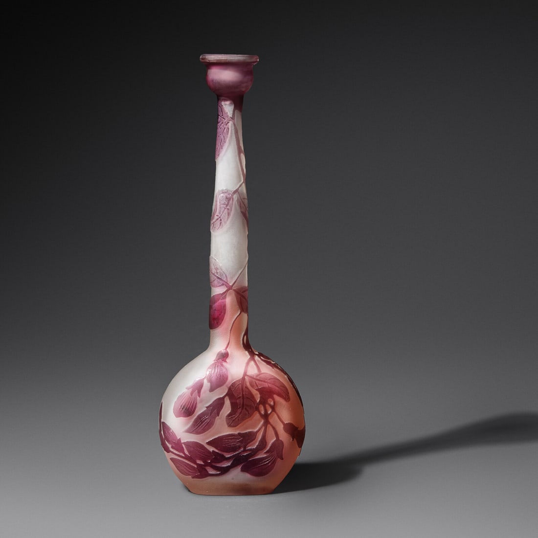 Emile Gallé (French, 1846-1904) Narrow-neck cameo bud vase (1 of 3)