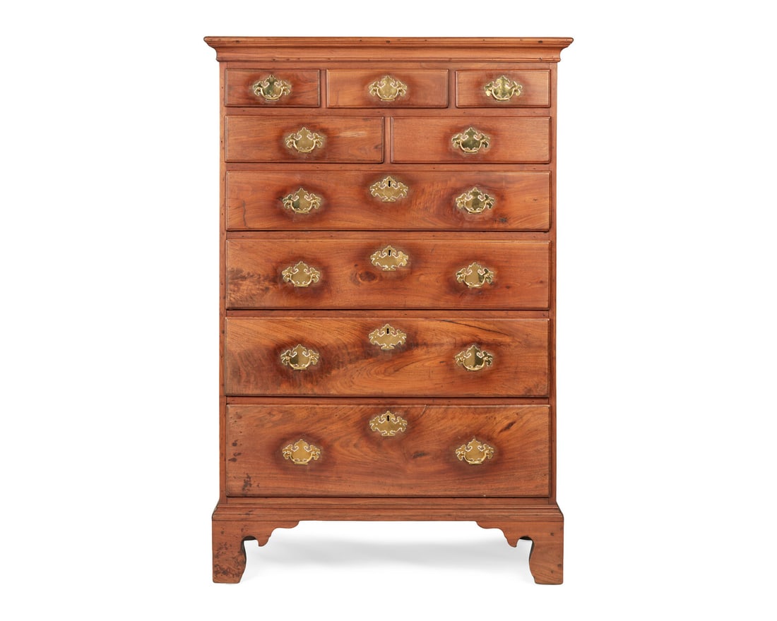 A Chippendale Walnut Tall Chest of Drawers, Southeastern Pennsylvania, Circa 1775: A Chippendale Walnut Tall Chest of Drawers, Southeastern Pennsylvania, Circa 1775 H: 60 in. W: 40 in. D: 23 1/2 in. This lot is located in Philadelphia. Property from the Buck Family Collection, Phila