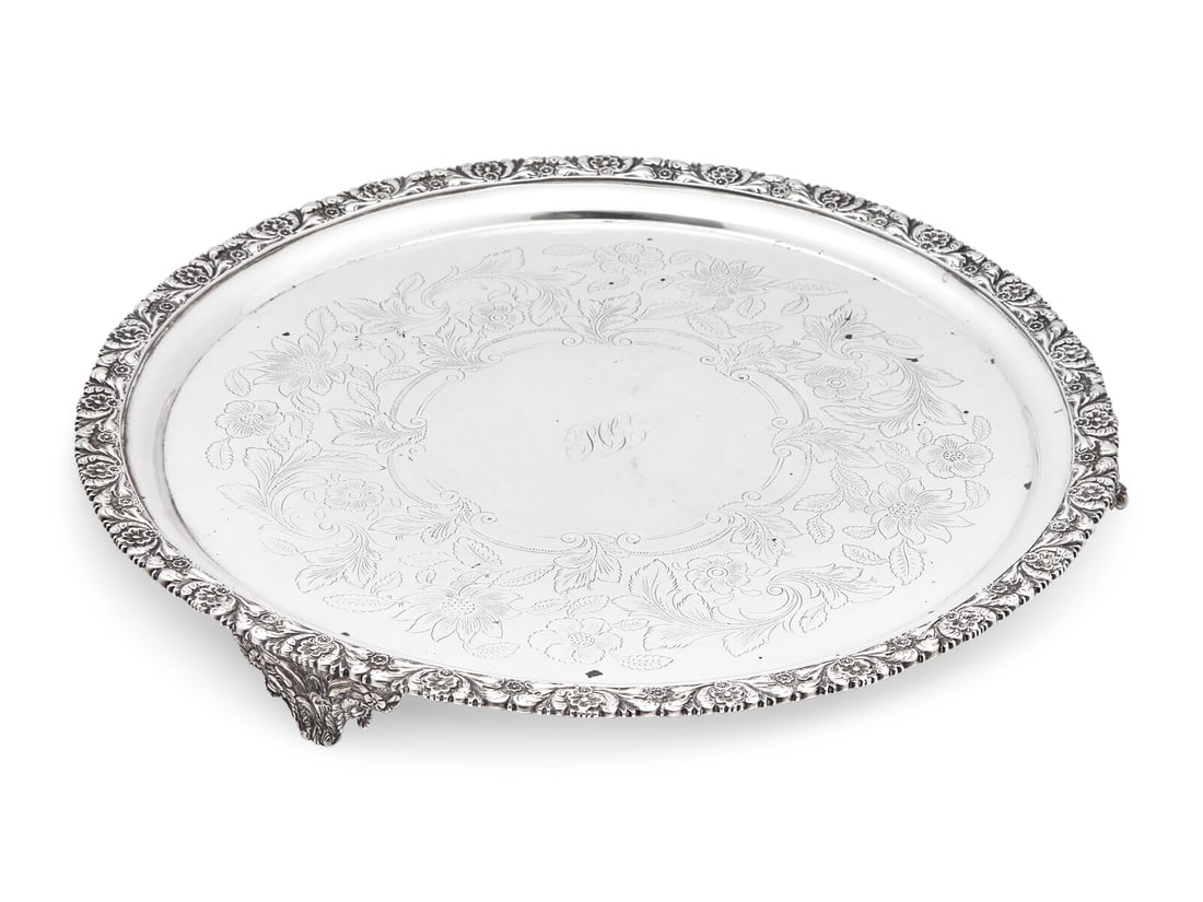 A Classical Silver Salver, Baldwin Gardiner (1791-1868, active 1827-1848), New York, NY, Circa 1835 (1 of 3)