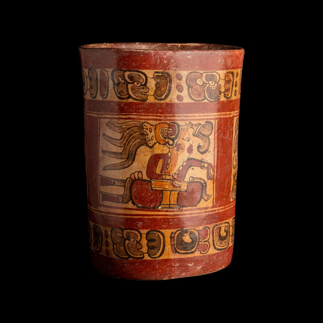 A Maya Polychrome Cylinder Vessel (1 of 4)