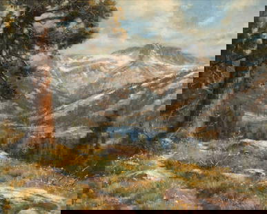 Robert Peters (American, b. 1960) Woodland Trail: Robert Peters (American, b. 1960) Woodland Trail oil on canvas signed Robert Peters (lower left) 24 x 30 inches This lot is located in Denver. Size 24 x 3