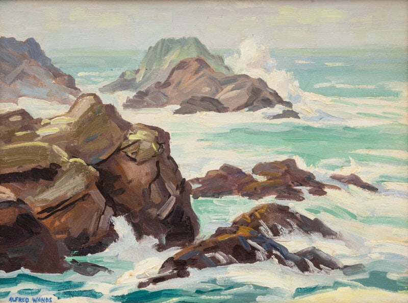 Alfred Wands (American, 1904-1998) California Coast: Alfred Wands (American, 1904-1998) California Coast oil on canvas board signed Alfred Wands (lower left) 12 x 16 inches This lot is located in Denver. Size