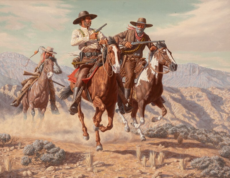 Joe Grandee
(American, b. 1929)
Hostile Guns Along The Rio Grande (1 of 3)